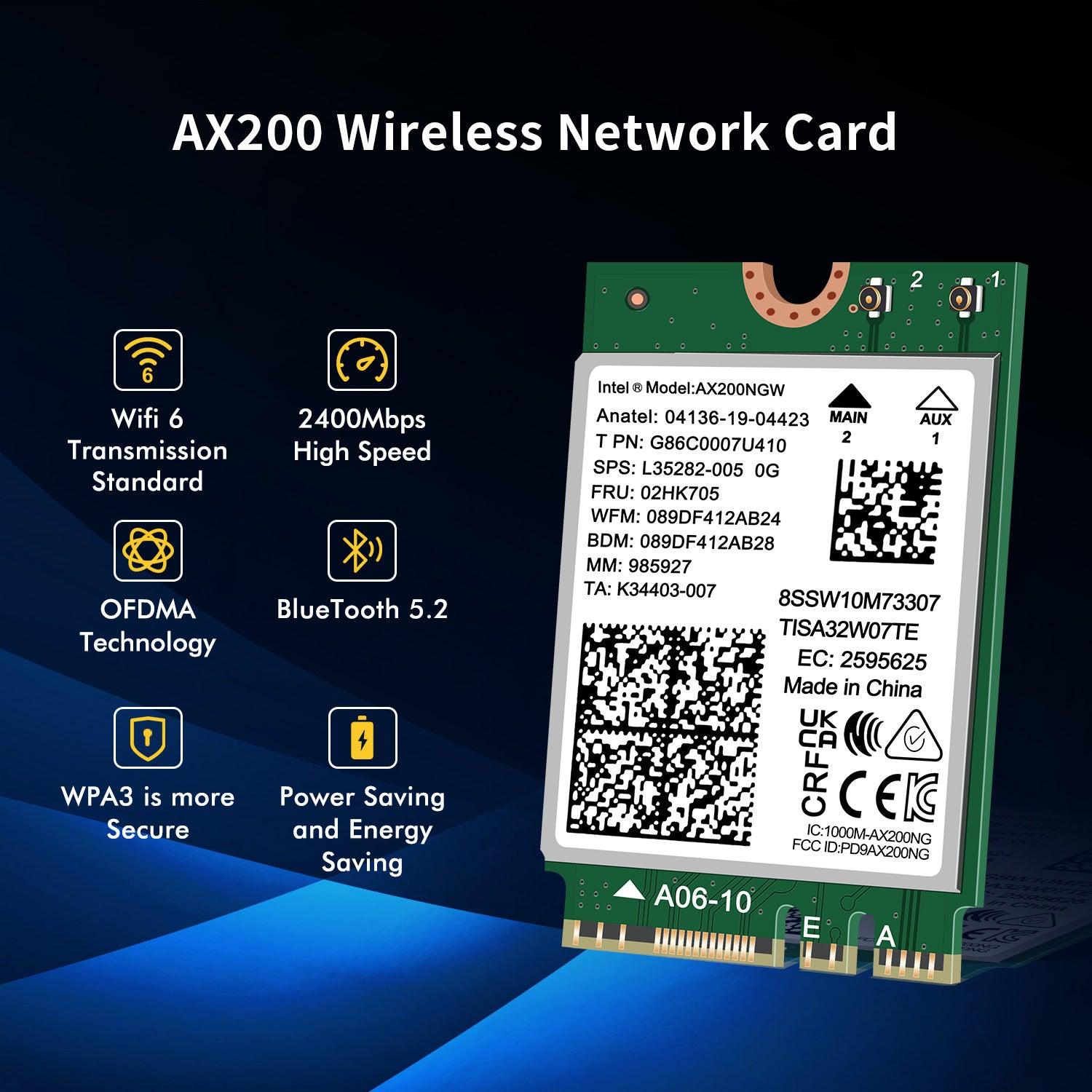 NICGIGA WiFi 6 Wireless Card Intel AX200 NGW, Bluetooth 5.2, 2400Mbps