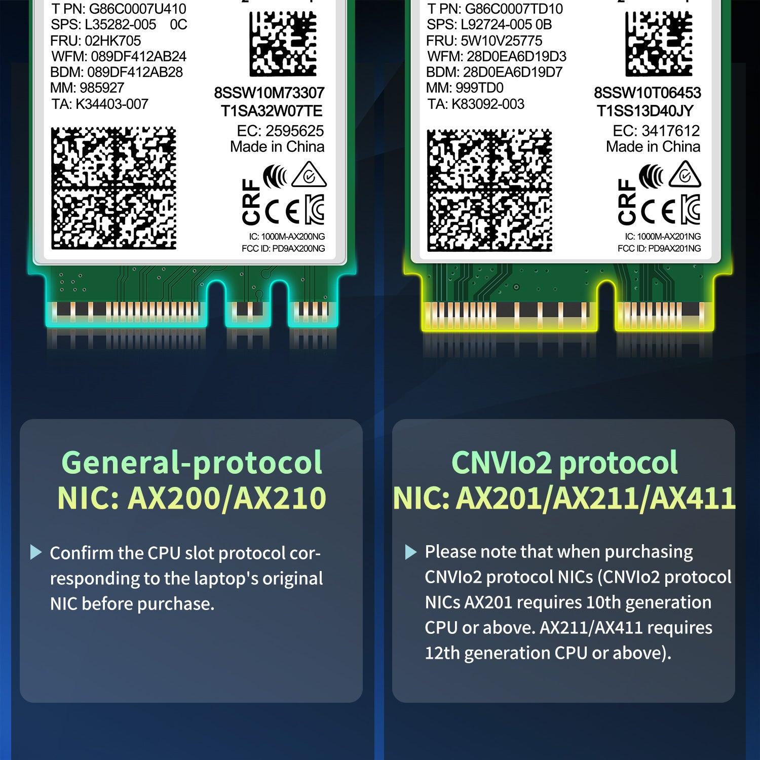 WiFi 6E Wireless Card Intel AX211NGW M.2 CNVio2 Bluetooth 5.2 Tri-Band  5400Mbps
