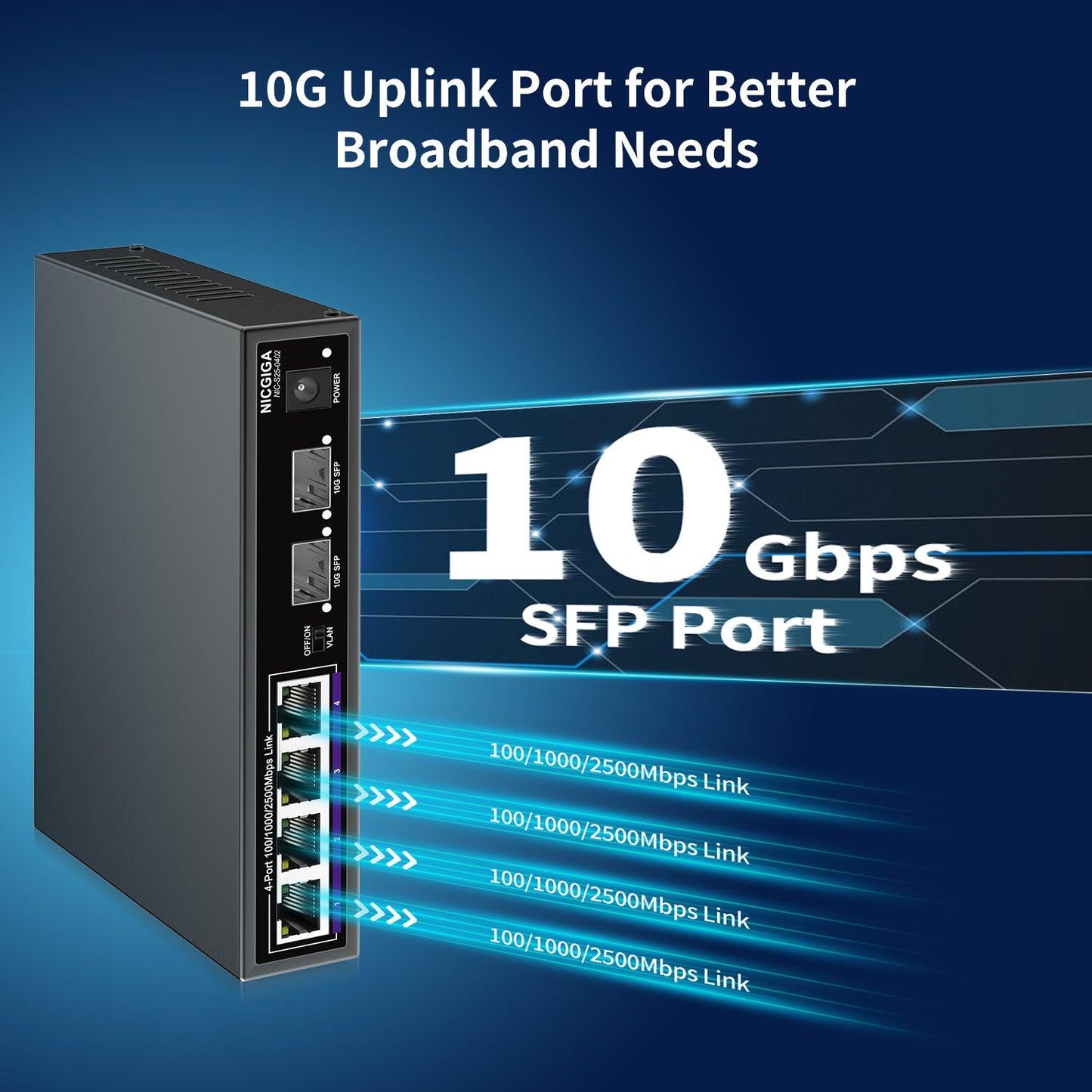 8 Port 2.5G Ethernet Switch with 10G SFP Uplink, NICGIGA Unmanaged 2.5Gb  Network Switch, Plug & Play, Desktop/Wall-Mount, Fanless Metal Design.